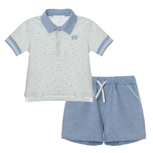 Patachou Baby Blue Polo Shorts Set