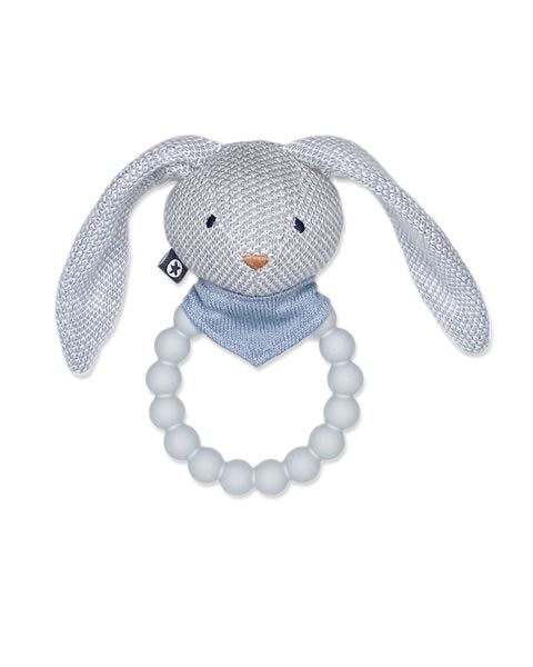 Small Stuff Blue Rabbit Silicone Teething Rattle