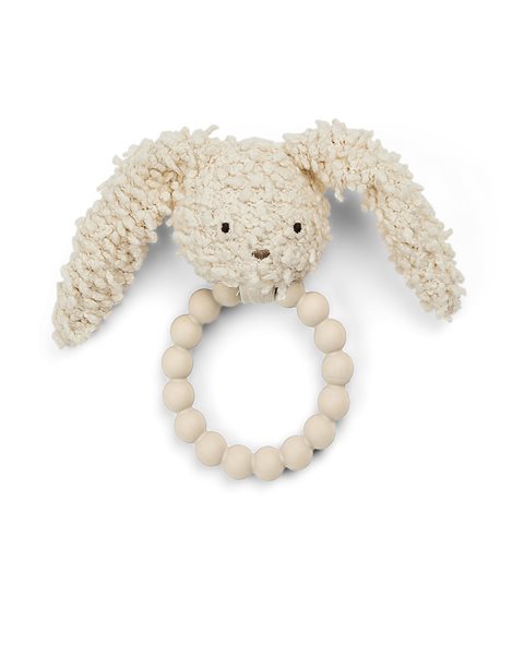 Small Stuff Ivory Rabbit Silicone Teething Rattle