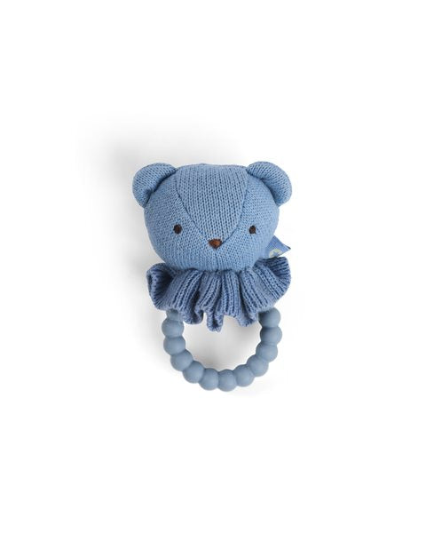 Small Stuff Blue Bear Silicone Teething Rattle