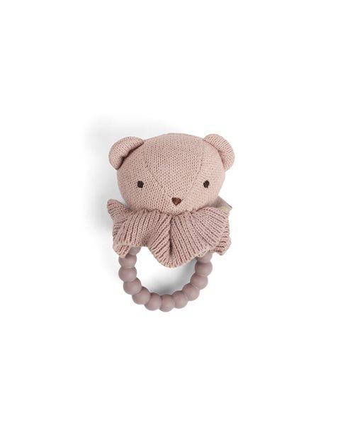 Small Stuff Pink Bear Silicone Teething Rattle