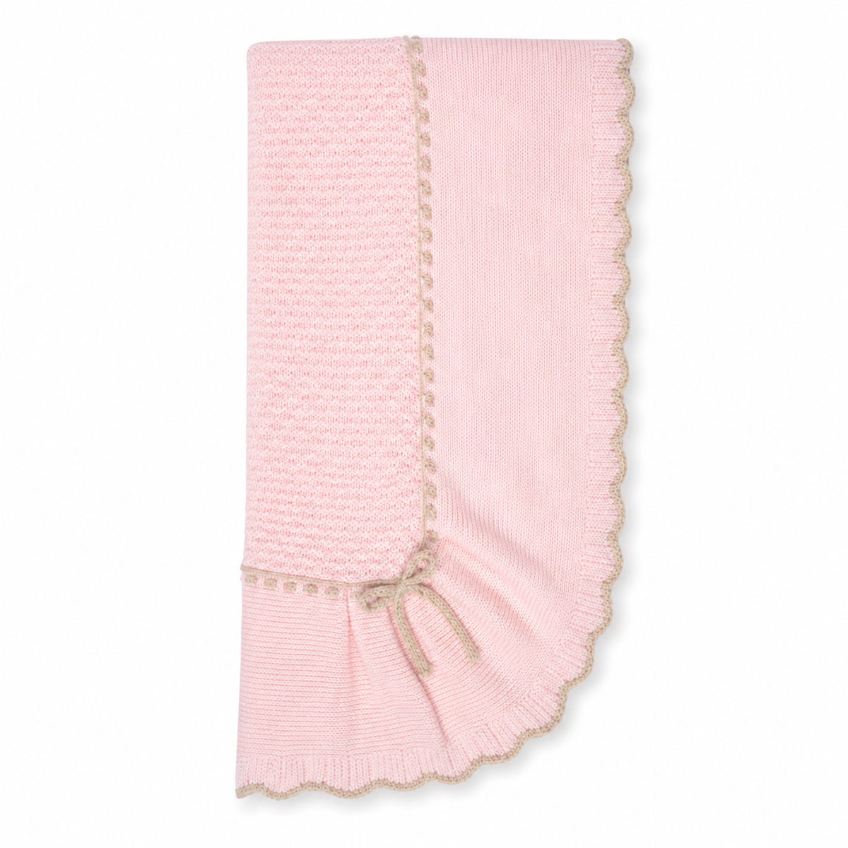 Mac Ilusion Baby Pink Bow Knit Blanket