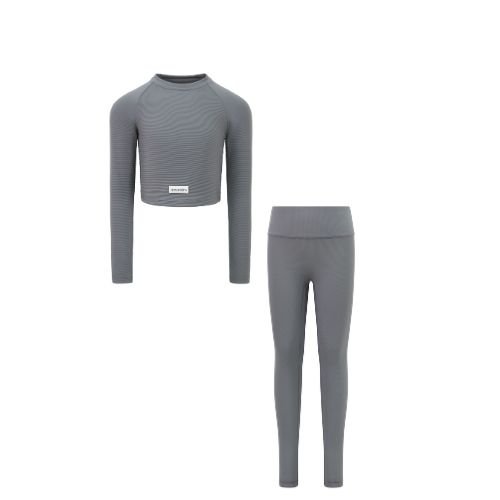 Ansandro Kids Grey Ribbed Activewear Set