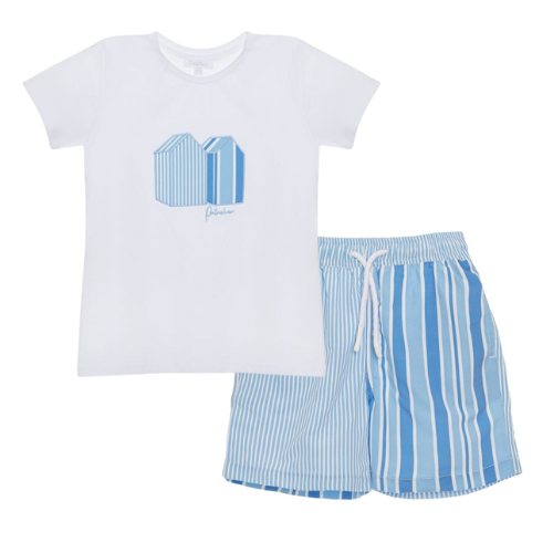 Patachou Baby Blue Stripe Swimshorts Set