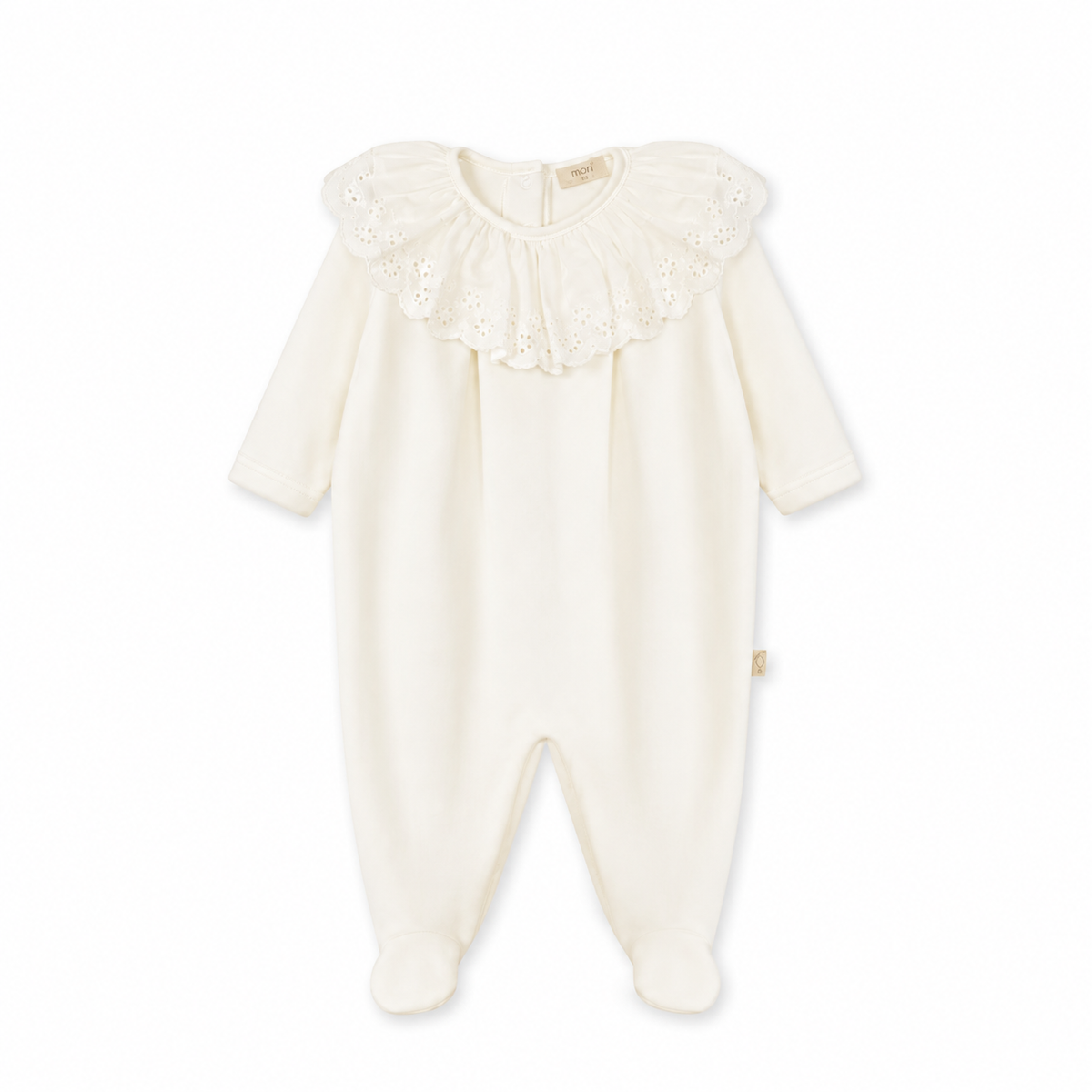 Baby Gi Ivory Broderie Anglaise Velour Babygrow