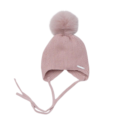 Pangasa Vintage Pink Knit Tie Pom Pom Hat