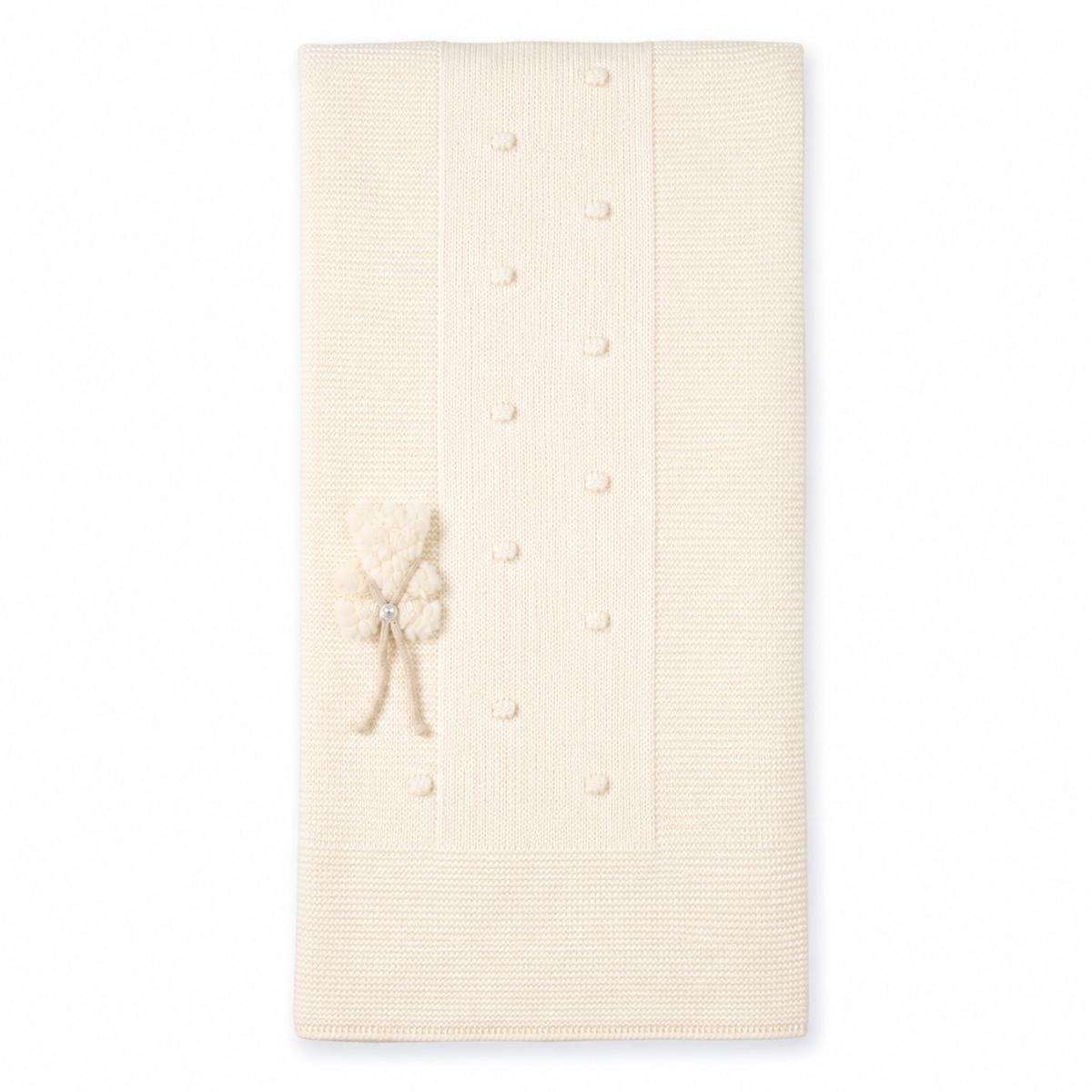 Mac Ilusion Baby Ivory Bear Knit Blanket