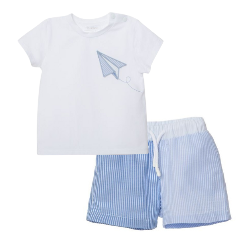 Patachou Baby Pale Blue Stripe Swimshorts Set