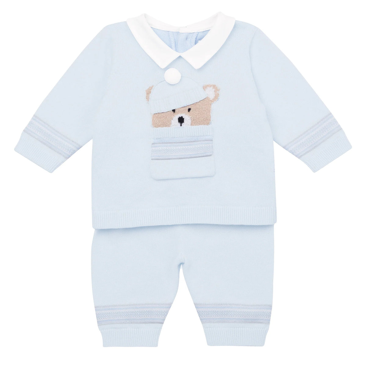 Emile et Rose Boys Blue Knit Teddy Outfit