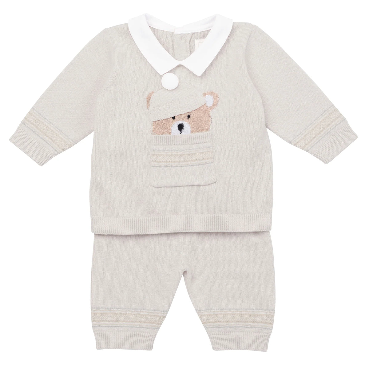 Emile et Rose Boys Beige Knit Teddy Outfit