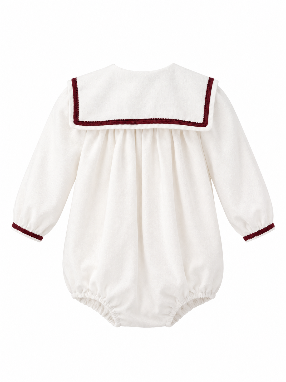 Be Chic Baby Ivory/Burgundy Velvet Romper