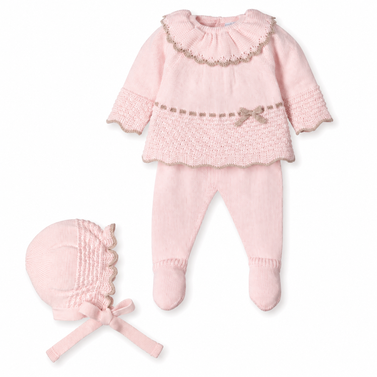 Mac Ilusion Baby Pink Bow Three Piece Outfit
