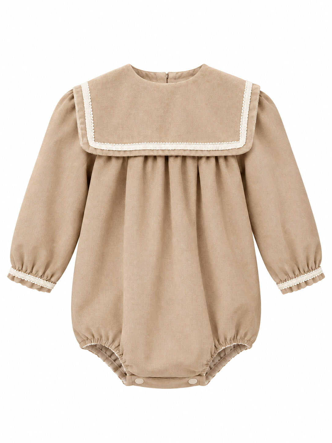 Be Chic Baby Beige Velvet Romper