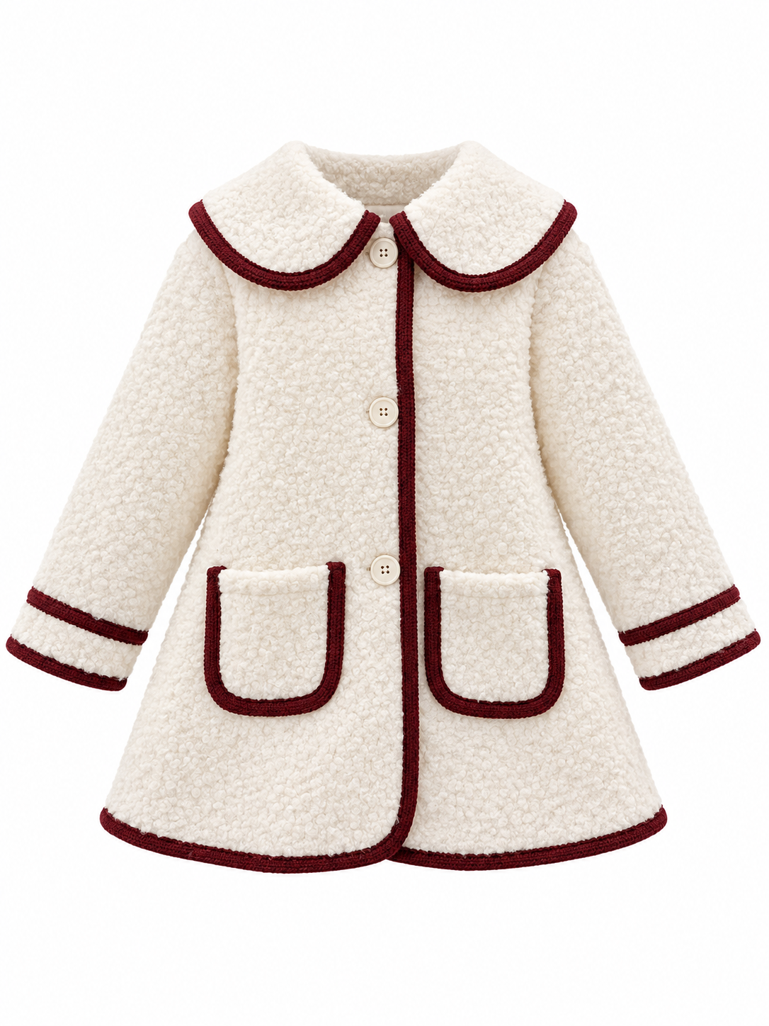 Be Chic Baby Ivory/Burgundy Boucle Jacket