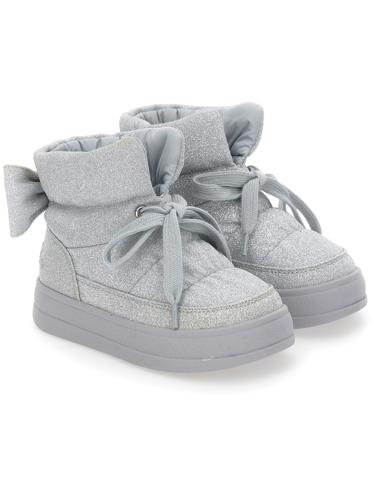 Monnalisa Girls Silver Glitter Bow Boots