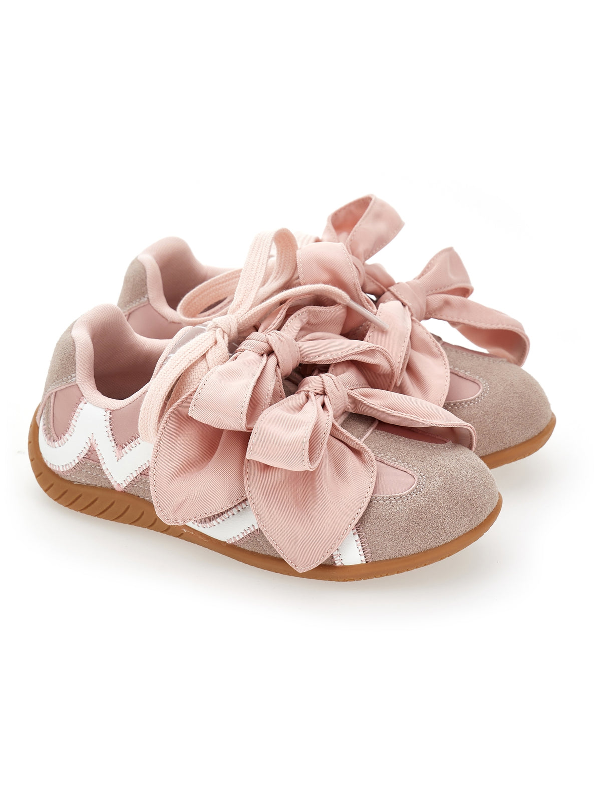 Monnalisa Girls Pink Suede Bow Trainers