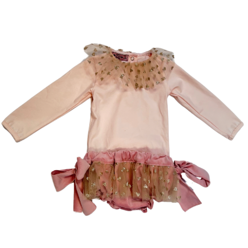 Phi Baby Pink & Gold Heart Bloomers Set