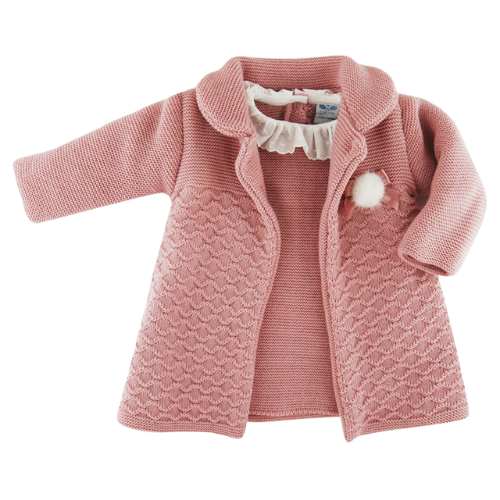 Sardon Dusky Pink Knit Bow Dress & Cardigan