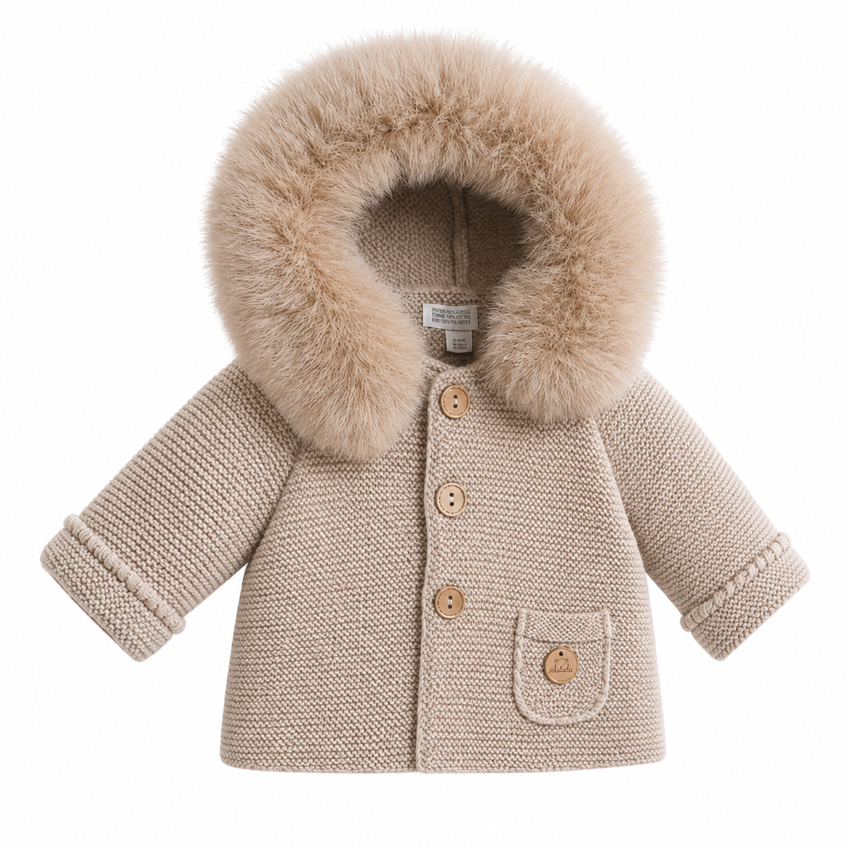 Pangasa Baby Sand Knitted Fur Cardigan
