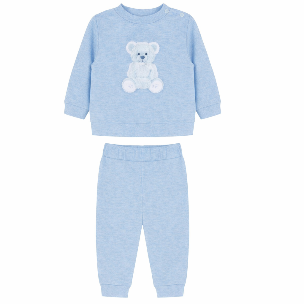 Patachou Baby Boys Marl Blue Teddy Jogsuit