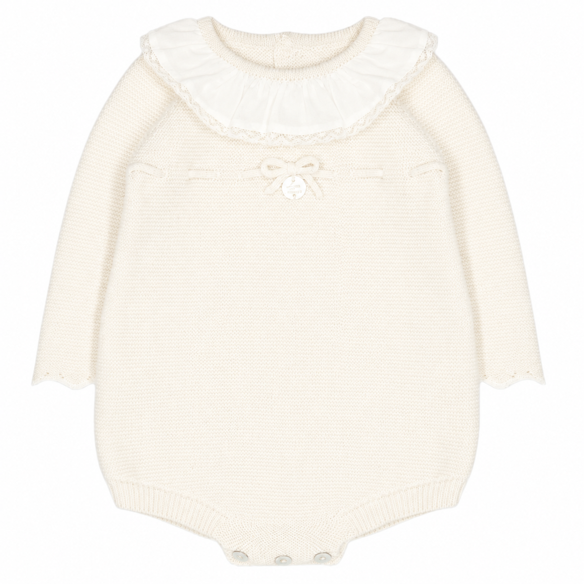 Martin Aranda Ivory Bow Knit Romper