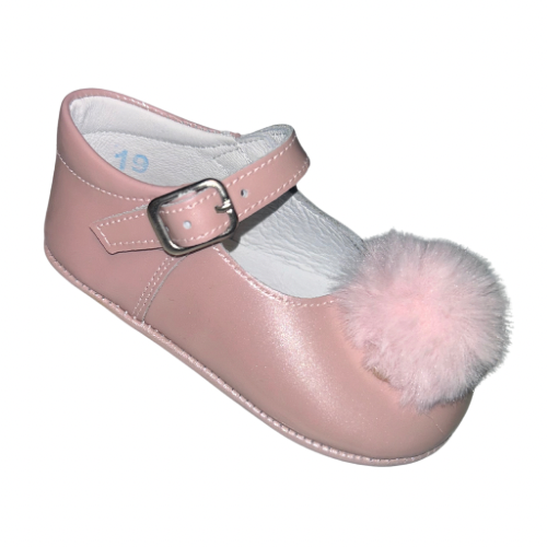 Andanines Baby Nude Patent Pom Pom Pre Walkers