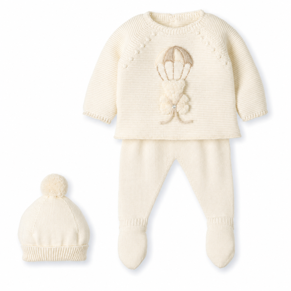 Mac Ilusion Baby Ivory Bear Three Piece Outfit