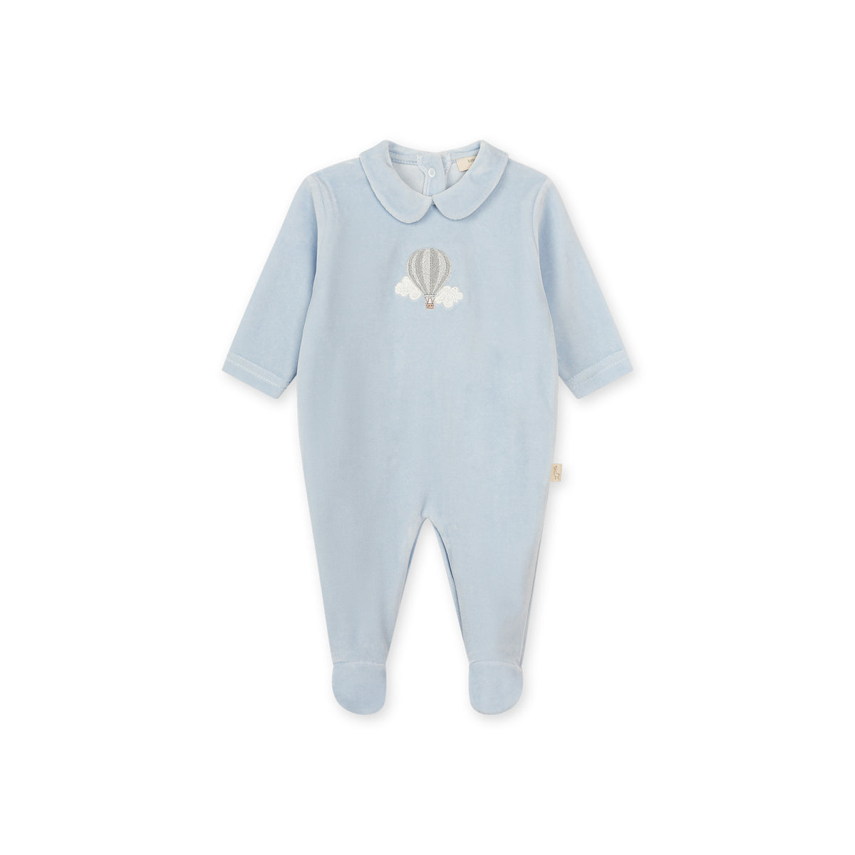 Baby Gi Blue Velour Air Balloon Babygrow