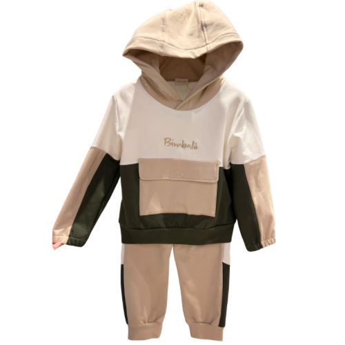 Bimbalo Baby Boys Green/Beige Jogsuit