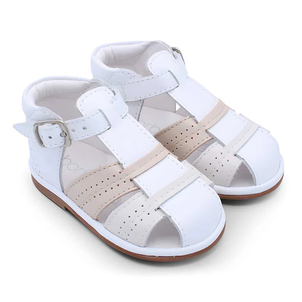 Borboleta Boys White & Beige ‘Augusto’ Sandals