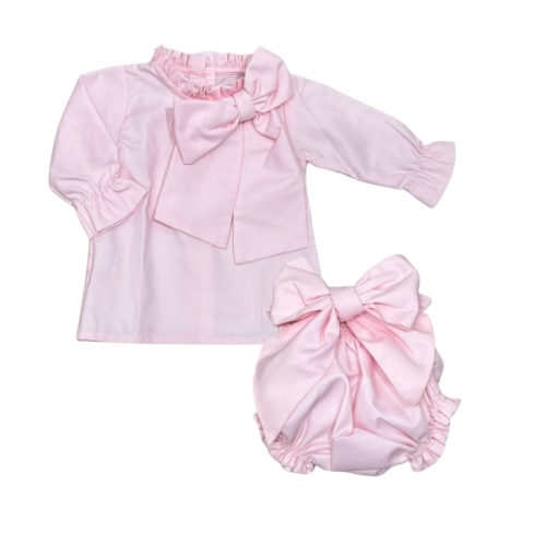 Phi Baby Pink Bow Bloomers Set