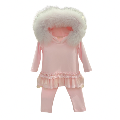 Bimbalo Baby Girls Pink Fur Hood Outfit