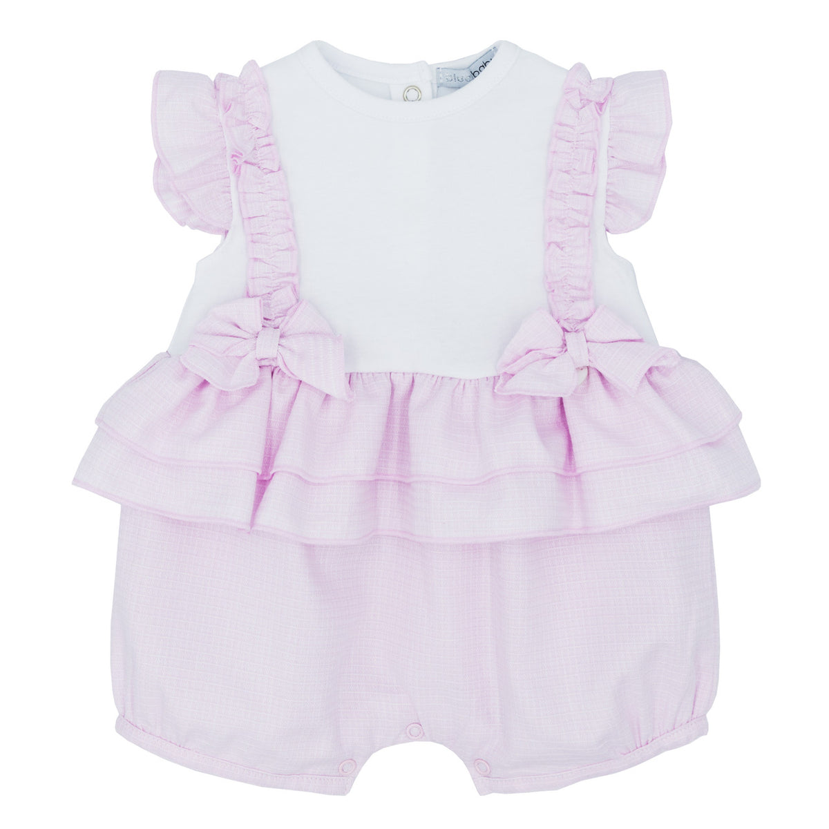 Blues Baby Pink Ruffle Bow Romper