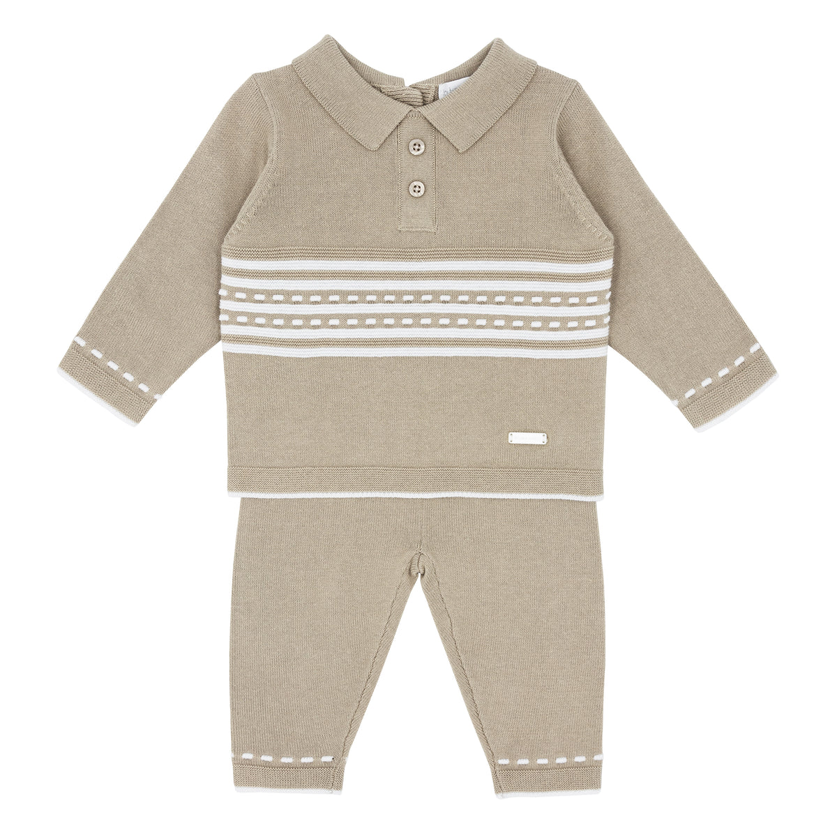 Blues Baby Beige Knitted Trouser Set