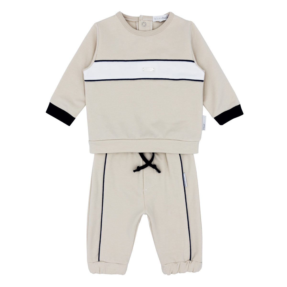 Blues Baby Beige Round Neck Jogsuit