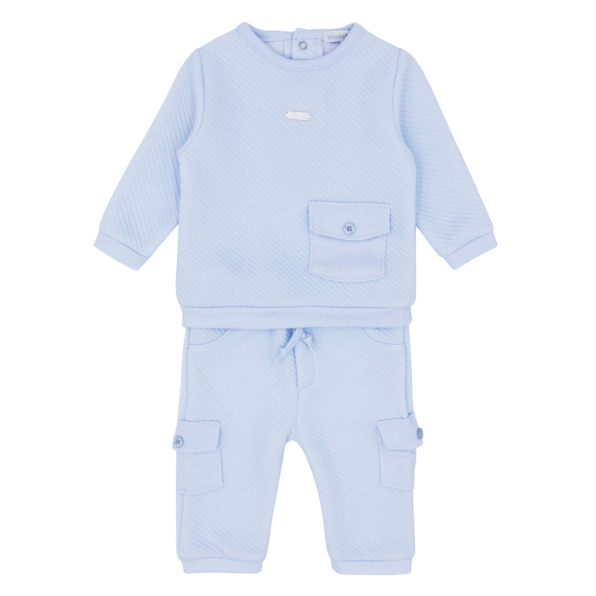 Blues Baby Blue Round Neck Jogsuit