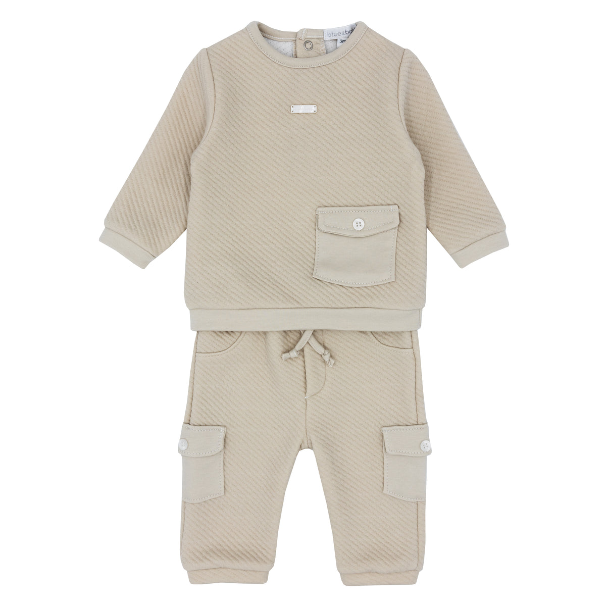 Blues Baby Beige Round Neck Jogsuit