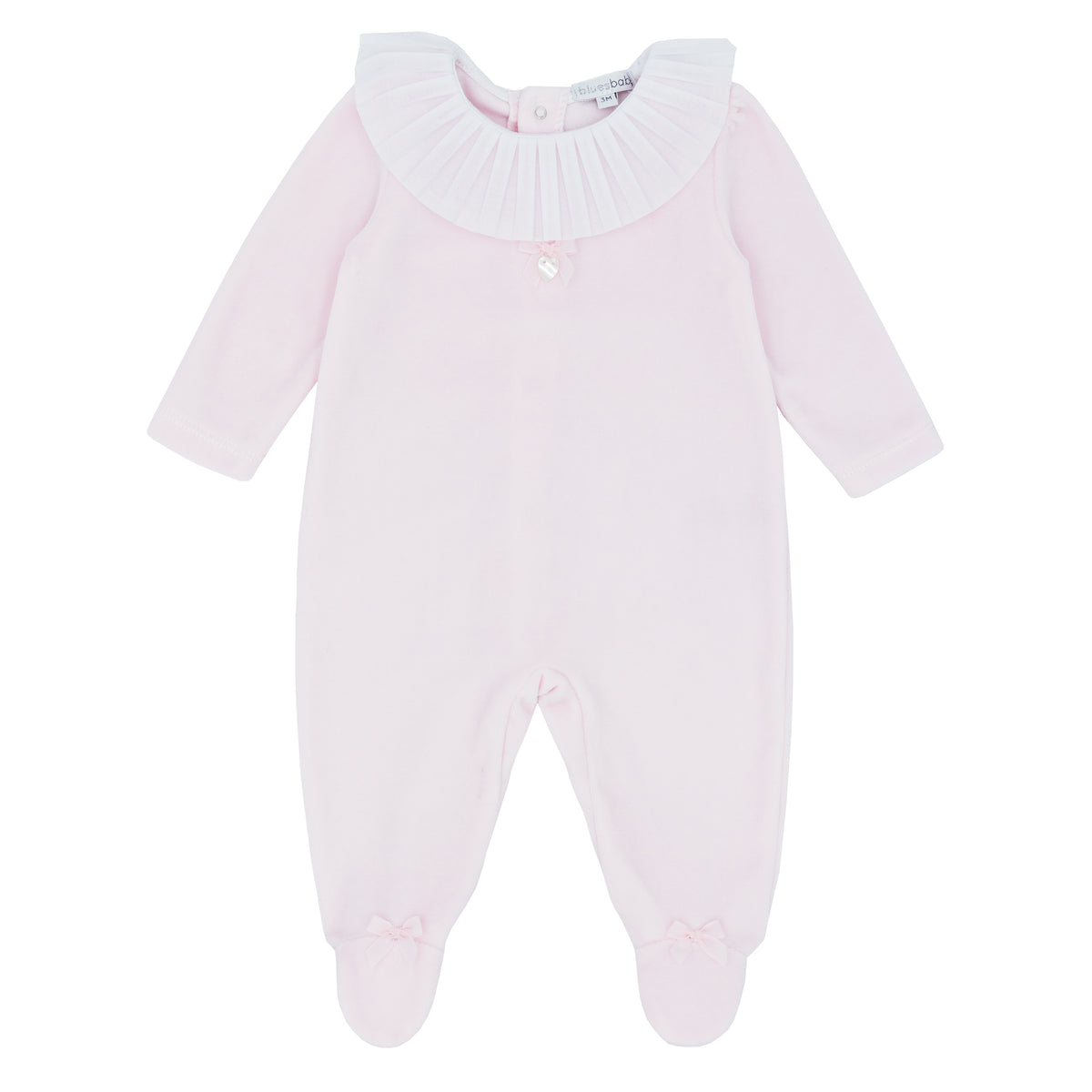 Blues Baby Pink Frill Velour Babygrow