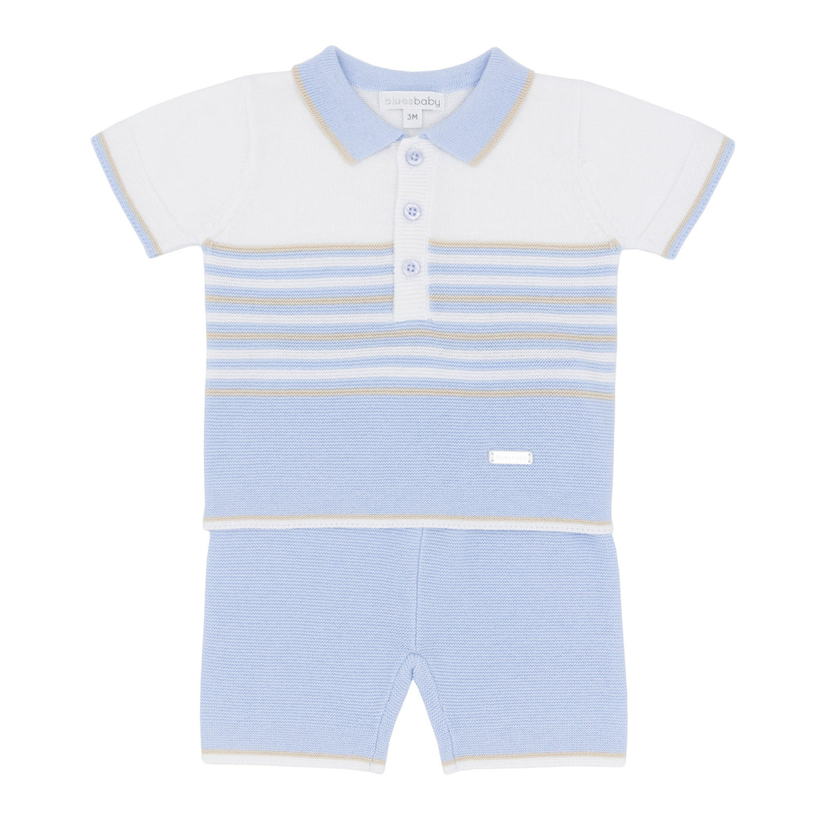 Blues Baby Blue/Beige Knitted Shorts Set