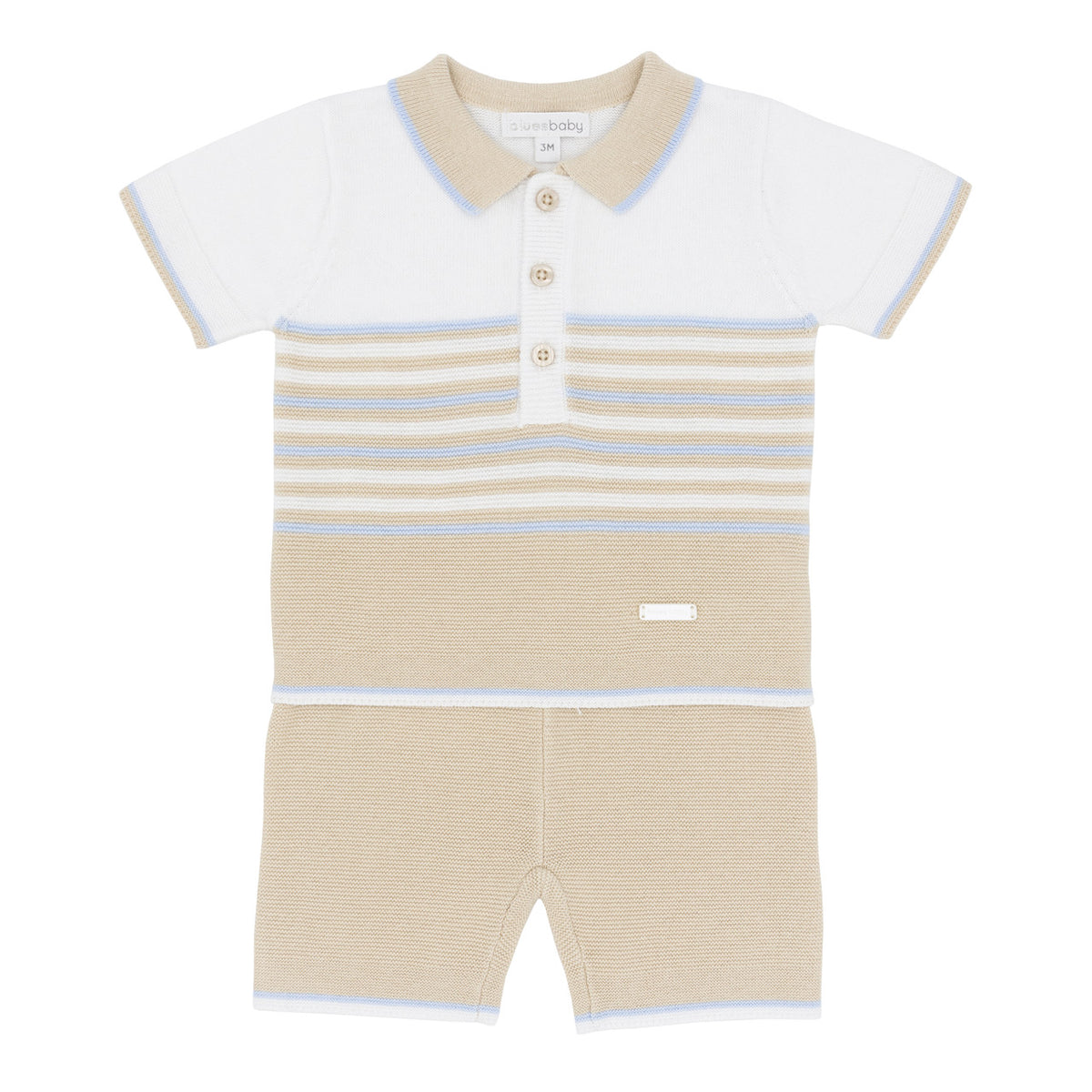 Blues Baby Beige/Blue Knitted Shorts Set