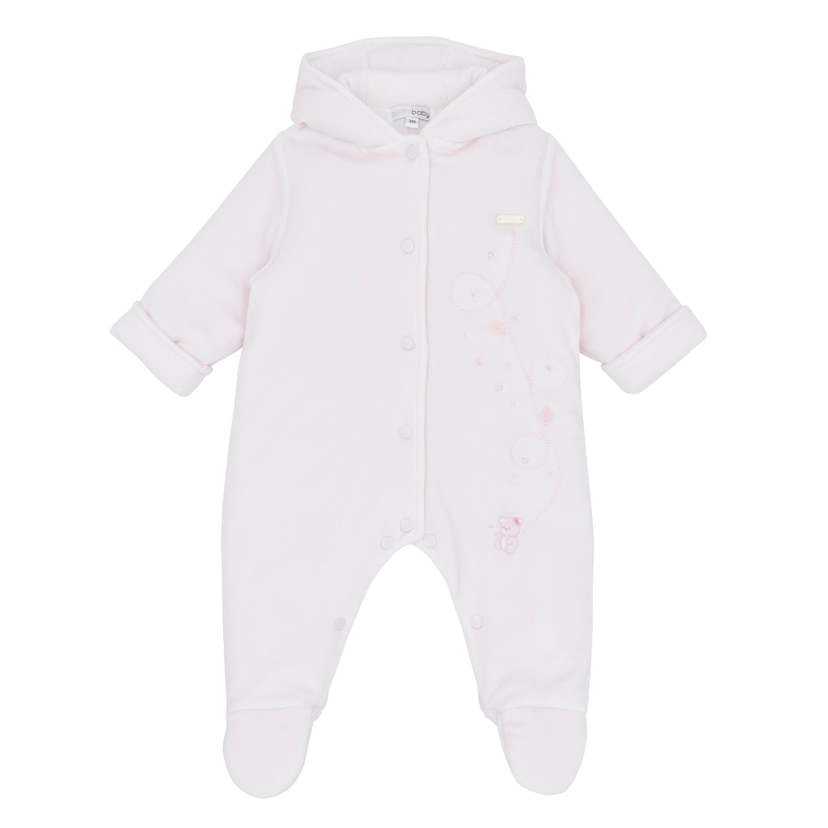 Blues Baby Pink Velour Bear Snowsuit