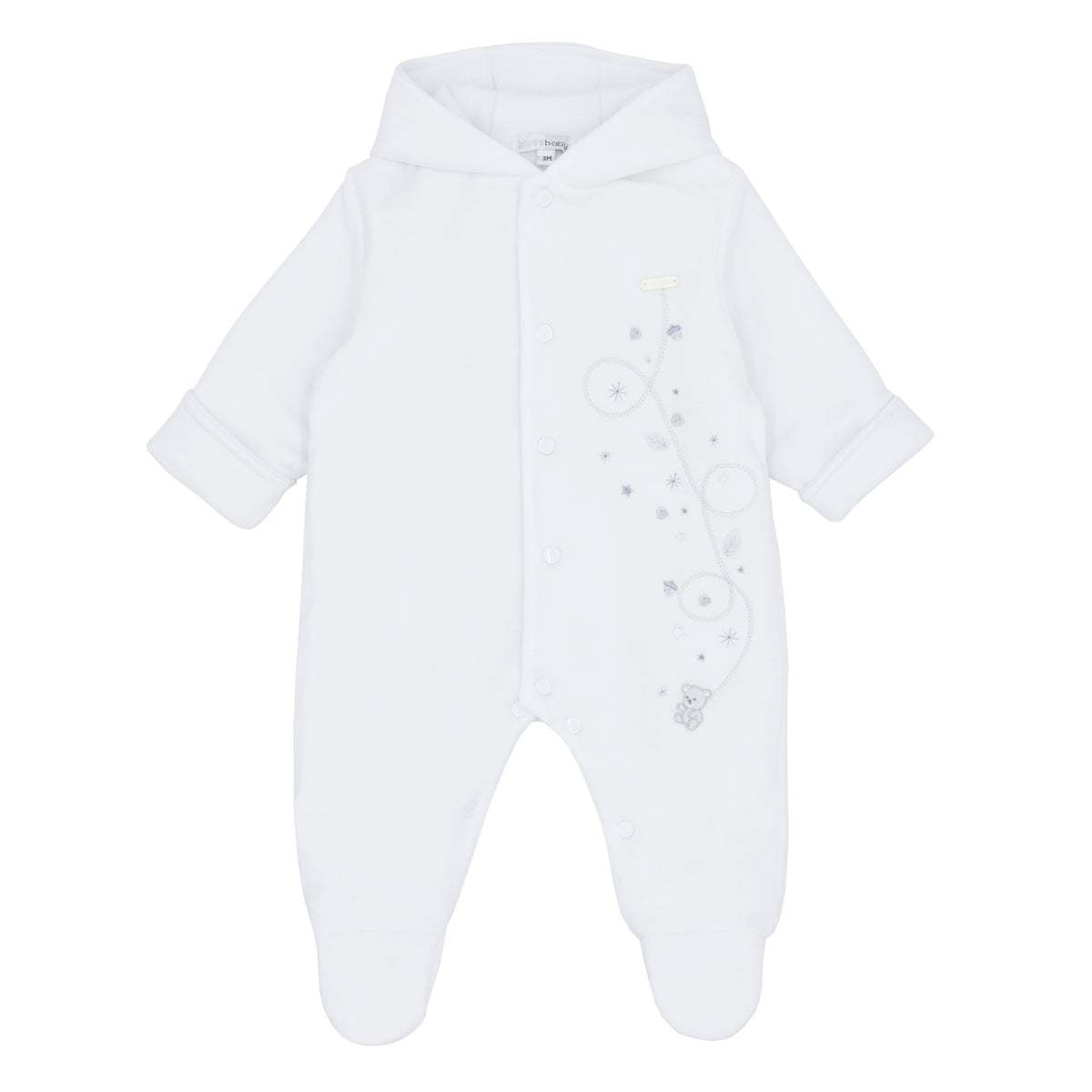 Blues Baby White Velour Bear Snowsuit