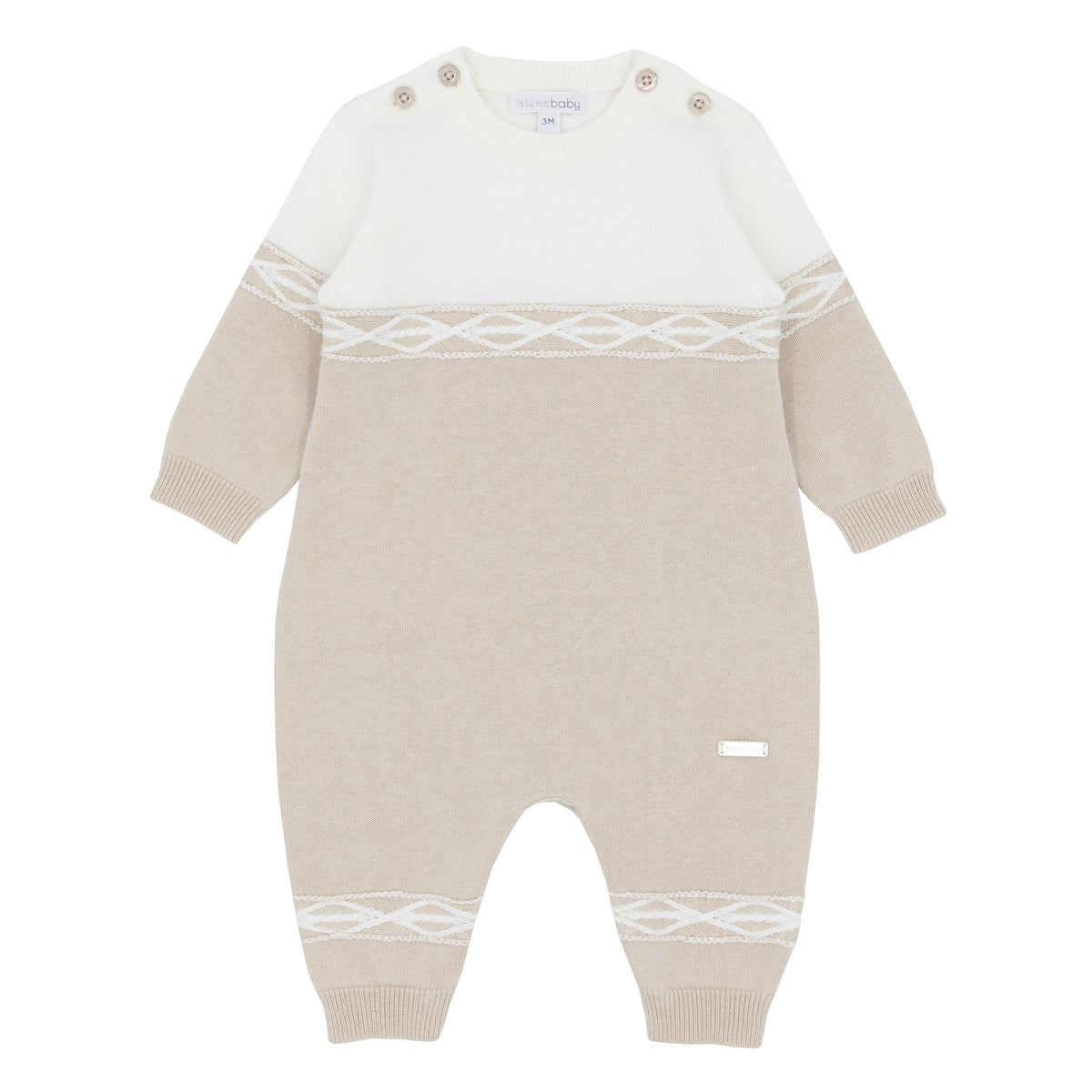 Blues Baby Beige Knit Stripe Romper