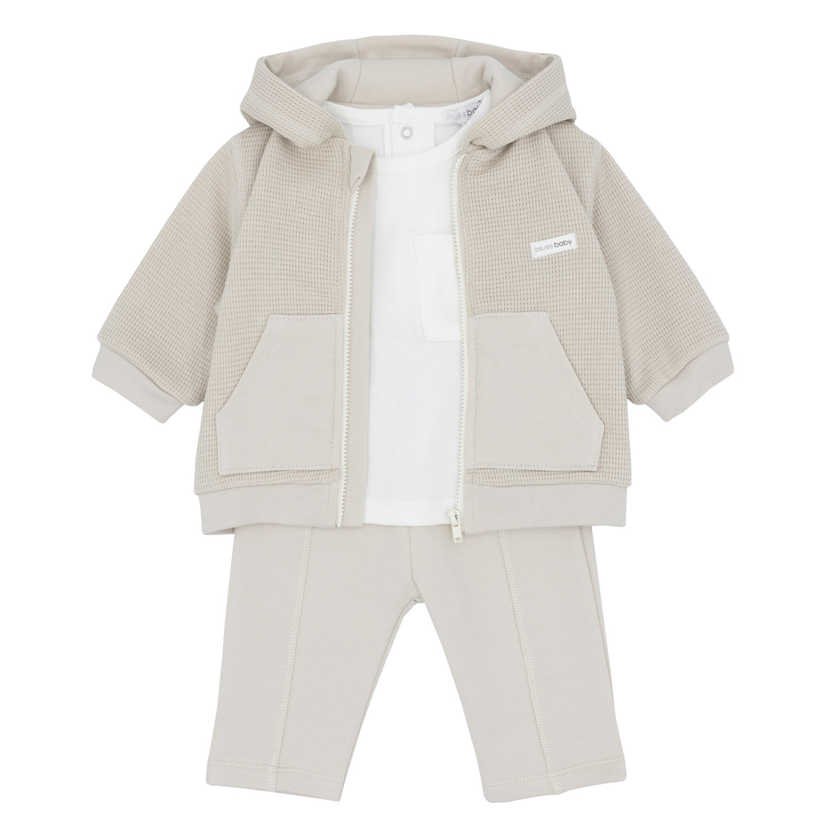 Blues Baby Boys Beige Three Piece Jogsuit