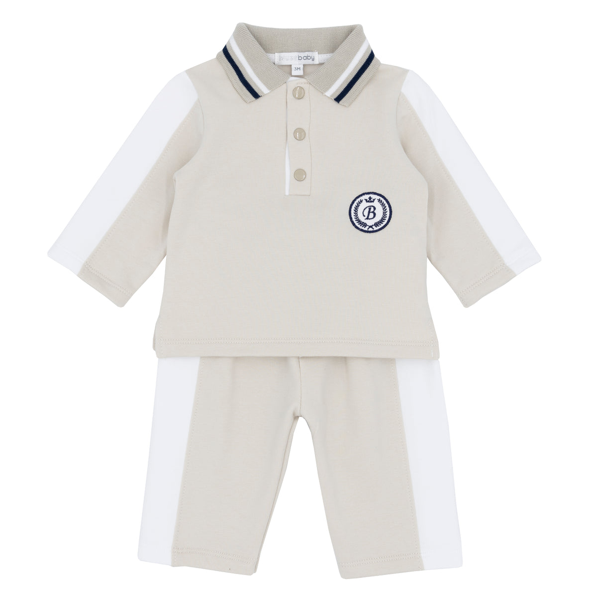 Blues Baby Boys Beige Polo And Trouser Set