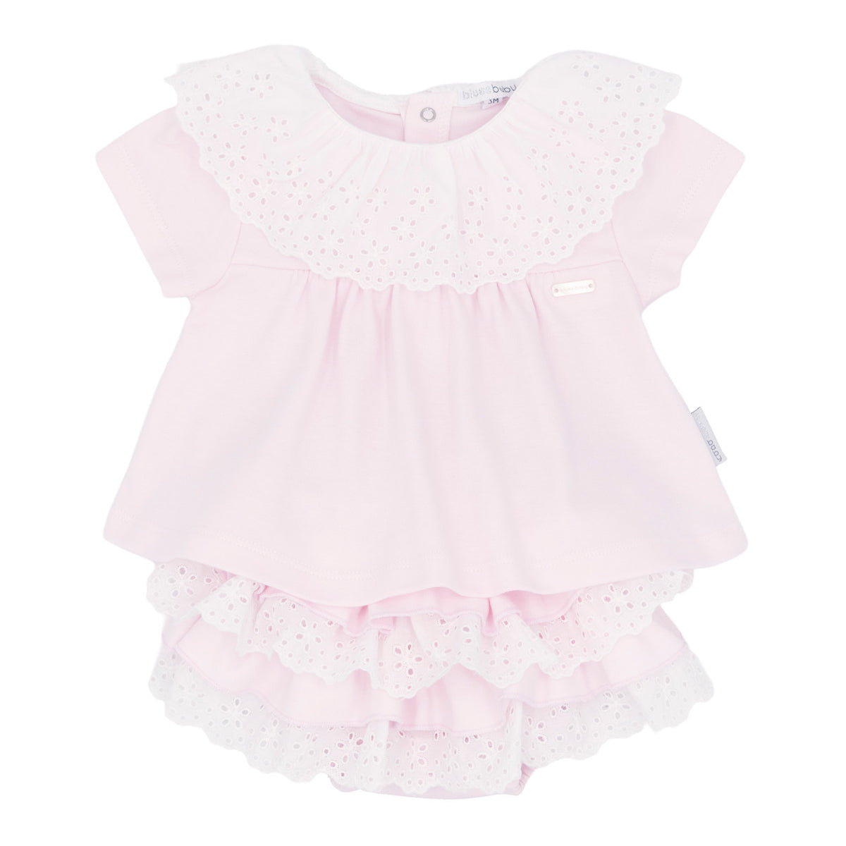 Blues Baby Pink Broderie Anglaise Set
