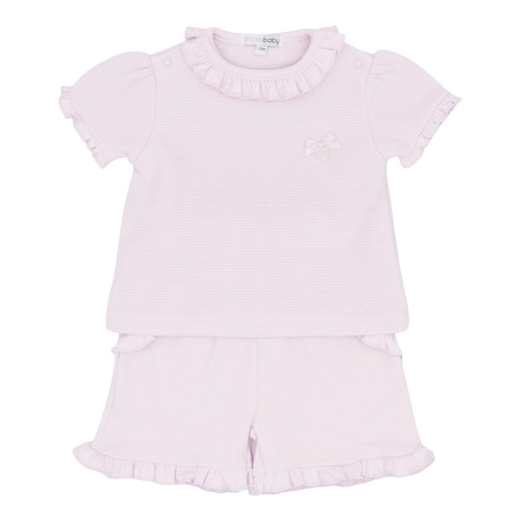 Blues Baby Pink Textured Shorts Set