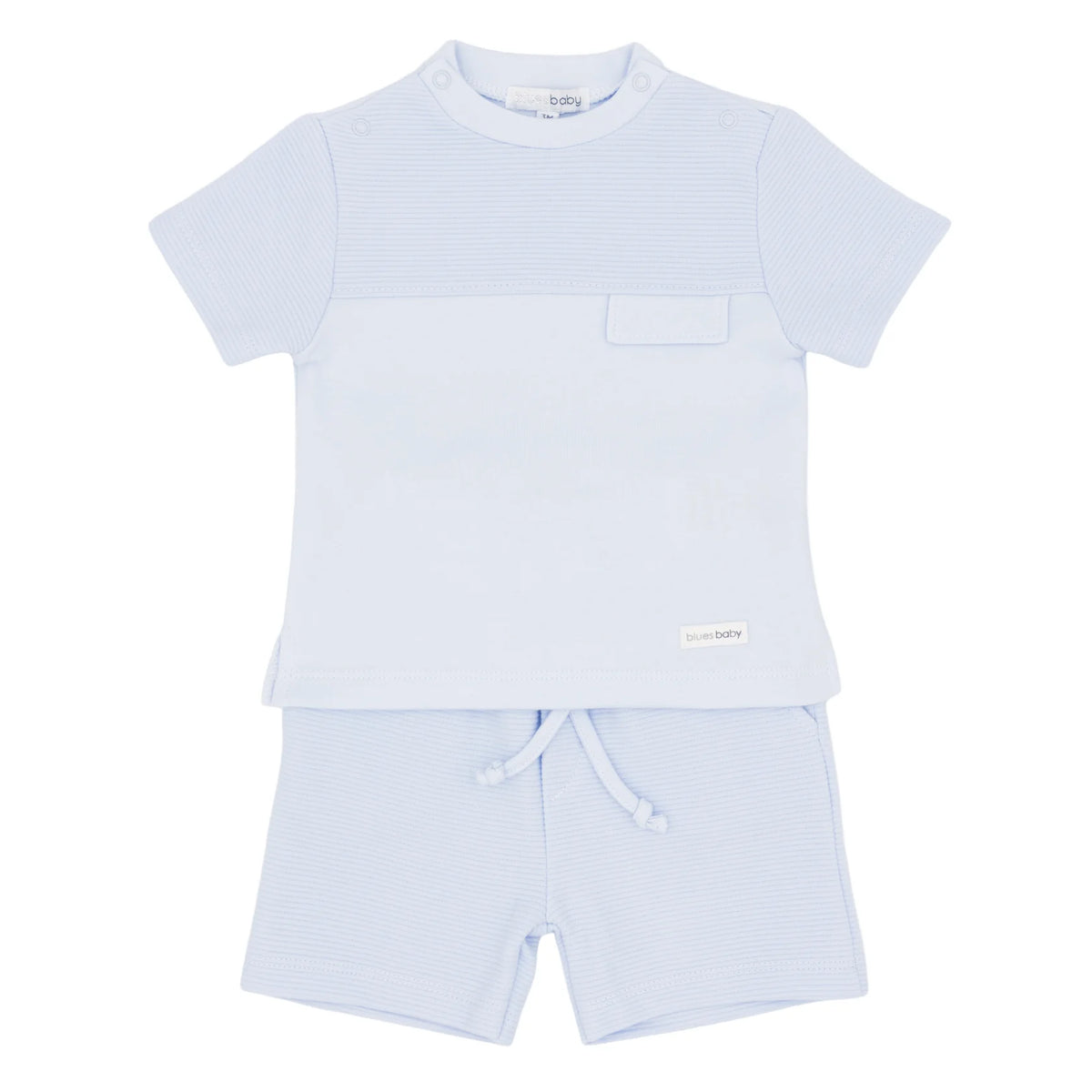 Blues Baby Blue Textured Shorts Set