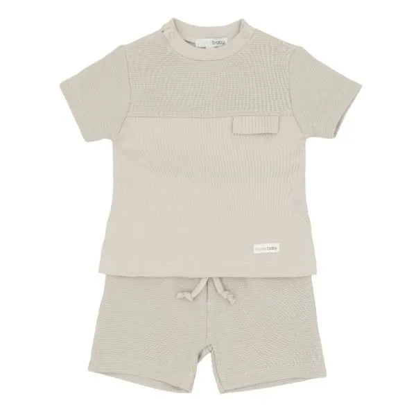 Blues Baby Beige Textured Shorts Set