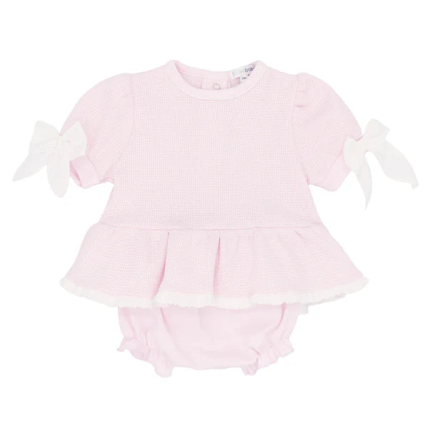 Blues Baby Pink Textured Bow Set